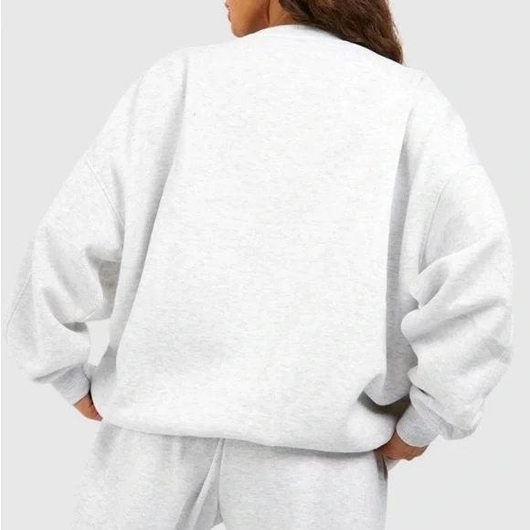 BooHoo Seam & Pocket Detail Crew Neck Oversized Sweatshirt | M | Ash Grey NEW!! - Picture 3 of 14